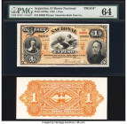 Argentina Banco Nacional 1 Peso 1.1.1883 Pick S676fp; S676bp Front and Back Proof PMG Choice Uncirculated 64; Uncirculated. The Front Proof is cancell...