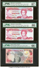 Bahamas Central Bank 3 Dollars 1974 (ND 1984) Pick 44a Two Examples PMG Gem Uncirculated 66 EPQ; Superb Gem Unc 67 EPQ; Malta Bank Centrali ta' Malta ...
