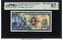 Colombia Banco de la Republica 1 Peso Oro 20.7.1929 Pick 380s Specimen PMG Superb Gem Unc 67 EPQ. Two POCs are present on this example. 

HID098012420...