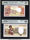 Djibouti Banque Nationale de Djibouti 1000; 10,000 Francs ND (1991); (1984) Pick 37cp; 39bp Two Proofs PMG Superb Gem Unc 67 EPQ; Gem Uncirculated 66 ...