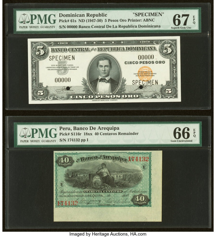 Dominican Republic Banco Central de la Republica Dominicana 5 Pesos Oro ND (1947...