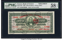 Greece Bank of Greece 100 Drachmai 1926 Pick 93s Specimen PMG Choice About Unc 58 EPQ. Perforated Cancelations are noted. 

HID09801242017

© 2022 Her...