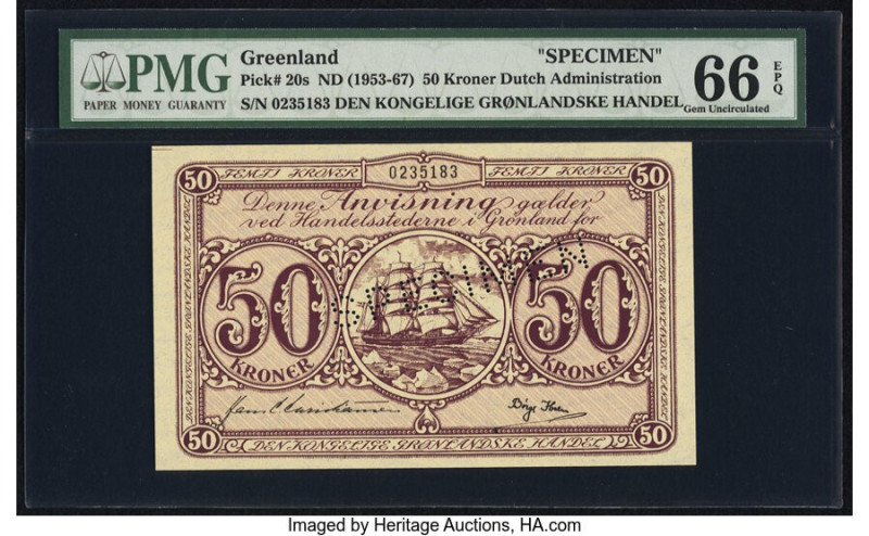 Greenland Danish Administration 50 Kroner ND (1953-67) Pick 20s Specimen PMG Gem...