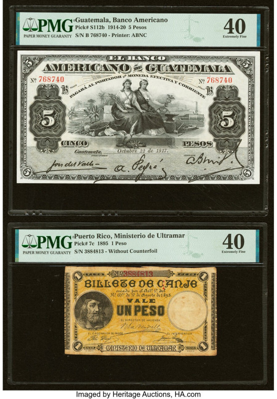 Guatemala Banco Americano de Guatemala 5 Pesos 22.10.1917 Pick S112b PMG Extreme...
