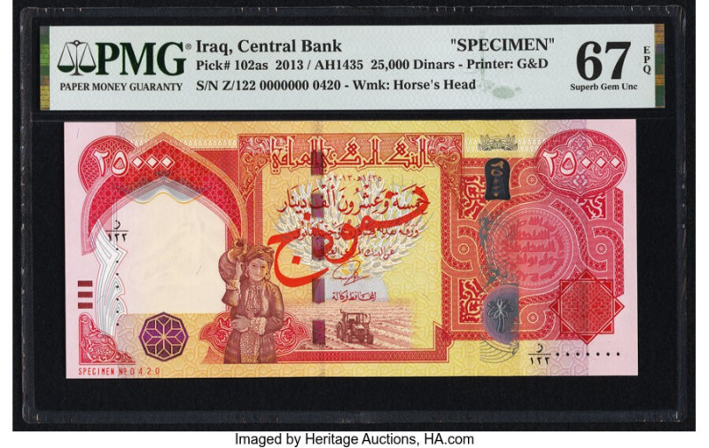 Iraq Central Bank of Iraq 25,000 Dinars 2013 / AH1435 Pick 102as Specimen PMG Su...