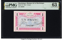 Martinique Banque de la Martinique 1 Franc 1915 Pick 10 PMG Choice Uncirculated 63. Pinholes are noted on this example. 

HID09801242017

© 2022 Herit...