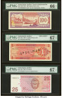 Netherlands Antilles Bank van de Nederlandse Antillen 100; 1; 25 Gulden 9.12.1981; 8.9.1970; 1.12.2003 Pick 19b; 20s; 29c Issued (2)/Specimen PMG Gem ...