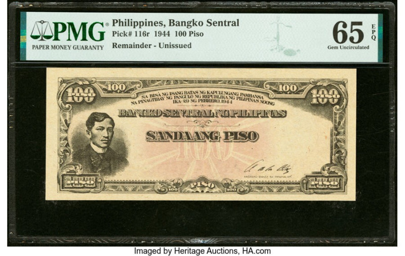 Philippines Philippine National Bank 100 Piso 29.2.1944 Pick 116r Remainder PMG ...