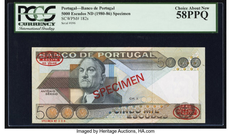 Portugal Banco de Portugal 5000 Escudos ND (1980-86) Pick 182s Specimen PCGS Cho...