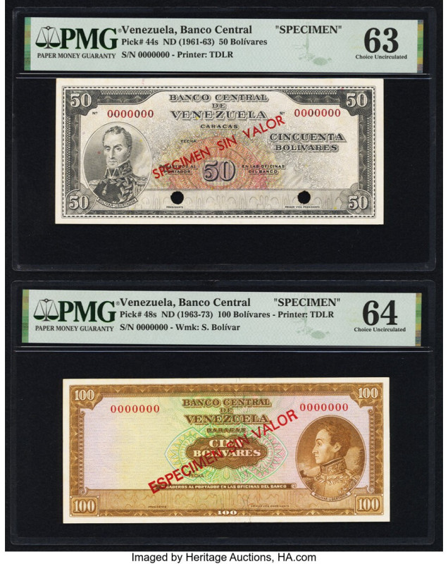 Venezuela Banco Central De Venezuela 50; 100 Bolivares ND (1961-63); (1963-73) P...