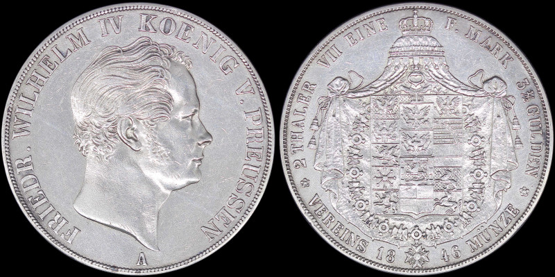 GERMAN STATES / PRUSSIA: 2 Thaler (=3 1/2 Gulden) (1846 A) in silver (0,900). He...