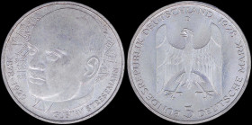 GERMANY / FEDERAL REPUBLIC: 5 Mark (1978 D) in silver (0,625) commemorating the 100th Anniversary of the Birth of Gustav Stresemann. Eagle above denom...
