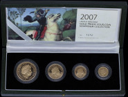 GREAT BRITAIN: Official set of 4 coins in gold (0,917) composed of 1/2 Sovereign, 1 Sovereign, 2 Pounds & 5 Pounds (2007). Head of Queen Elizabeth II ...