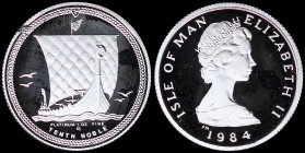 ISLE OF MAN: 1/10 Noble (1984) in platinum (0,999). Young bust of Queen Elizabeth II facing right on obverse. Viking ship on reverse. Inside official ...