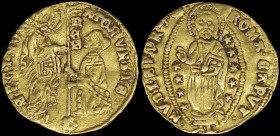 ITALIAN STATES / PAPAL STATES (ROMA): 1 Ducat (ND 1350-1439) in gold, issued by the senate of Rome in imitation of a Venetian Zecchino while the Pope ...
