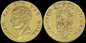 NETHERLANDS: 1 Ducat (1809) in gold (0,983) of Kingdom of Holland. Head of Louis Bonaparte facing left and inscription "LODEW. NAP. KON. VAN HOLL." on...