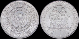POLAND: 100 Zlotych (1966 MW) in silver (0,900) commemorating the Polish Millennium. Eagle with wings open within assorted shields around border on ob...