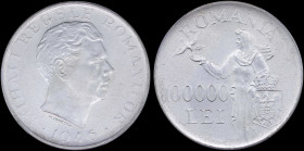 ROMANIA: 100000 Lei (1946) in silver (0,700). Head of Mihai I facing right on obverse. Standing figure releasing dove with crowned shield at lower rig...