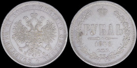RUSSIA: 1 Rouble (1878 CΠb HΦ) in silver (0,868). Crowned double-headed imperial eagle on obverse. Crown above value and date within wreath on reverse...