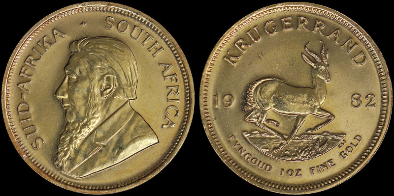 SOUTH AFRICA: 1 Krugerrand (1982) in gold (0,917). Bust of Paul Kruger facing le...