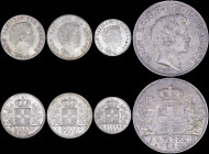 GREECE: Lot of 4 coins in silver (0,900) composed of 1/2 Drachma (1833) (type I), 2x 1 Drachma (1832) (type I) & 5 Drachmas (1833 A) (type I). Head of...