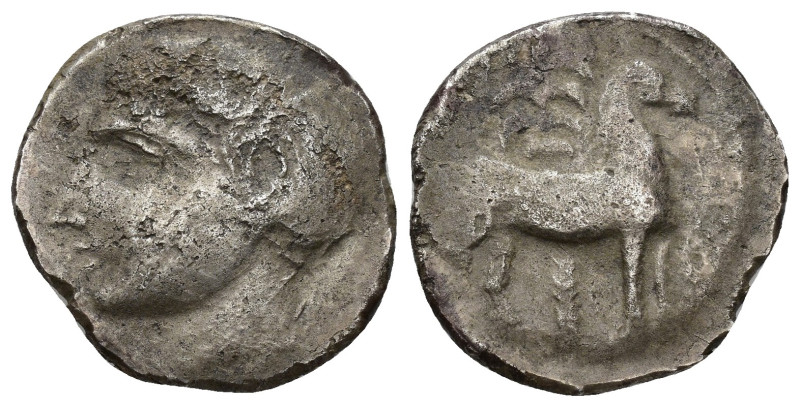 HISPANIA ANTIGUA. EMISIONES HISPANO-CARTAGINESAS. Shekel. A/ Cabeza masculina a ...