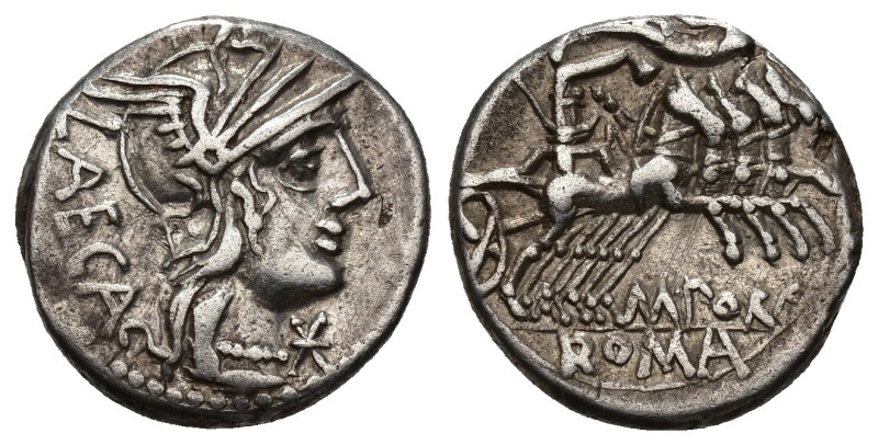 REPÚBLICA ROMANA. PORCIA. Marcius Porcius Laeca. Denario. Roma (125 a.C.). A/ Li...