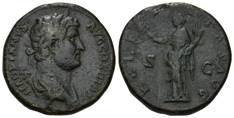 IMPERIO ROMANO. ADRIANO. Sestercio. Roma (133-135). A/ Busto drapeado y laureado...