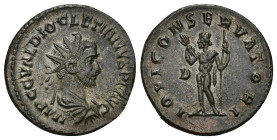 IMPERIO ROMANO. DIOCLECIANO. Antoniniano. Lugdunum (285). A/ Busto radiado, drapeado y acorazado a der.; IMP C DIOCLETIANVS P F AVG. R/ Júpiter a izq....