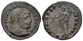 IMPERIO ROMANO. DIOCLECIANO. Follis. Heraclea (296-297). A/ Cabeza laureada a der.; IMP C VAL DIOCLETIANVS P F AVG. R/ Genio a izq. con pátera y cornu...