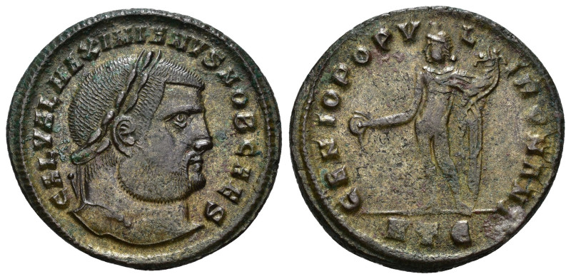 IMPERIO ROMANO. GALERIO. Follis. Heraclea (296-297). A/ Cabeza laureada a der.; ...