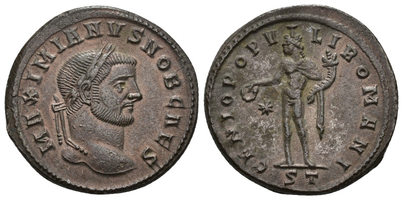 IMPERIO ROMANO. GALERIO. Follis. Ticinum (296-297). A/ Cabeza laureada a der.; M...