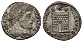 IMPERIO ROMANO. CONSTANTINO I. Follis. Antioquía (327-329). A/ Cabeza laureada a der.; CONSTANTINVS AVG. R/ Puerta de campamento; PROVIDENTIAE AVGG. ....