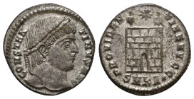 IMPERIO ROMANO. CONSTANTINO I. Follis. Cizycus (325-326). A/ Cabeza laureada a der.; CONSTANTINVS AVG. R/ Puerta de campamento; PROVIDENTIAE AVGG. -/-...