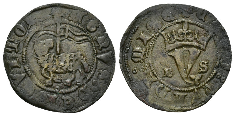 REINOS DE CASTILLA Y LEÓN. JUAN I. Blanca del Agnus Dei. Burgos. B-S. VE 1,64 g....