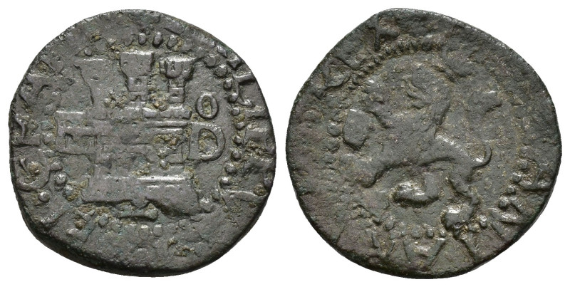 FELIPE II. 2 maravedís. Segovia. Cu 4,69 g. 21,4 mm. AC-61. BC+.