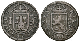 FELIPE III. 8 maravedís. 1606. Segovia. Cu 5,65 g. 27,6 mm. AC-261. MBC-.