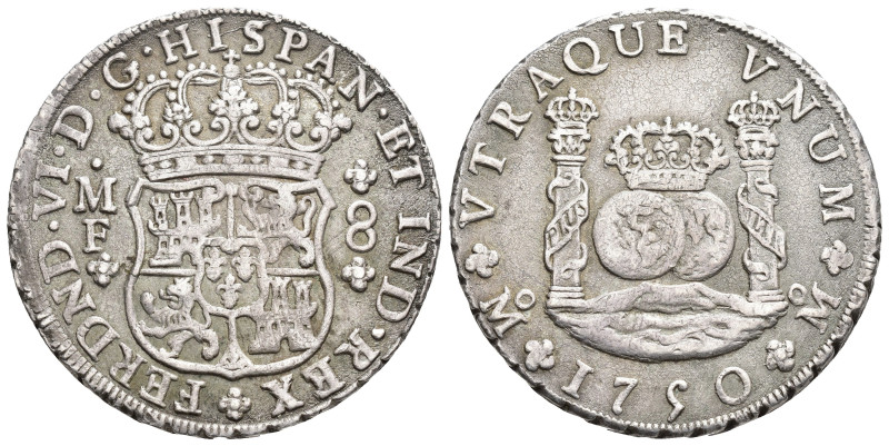 FERNANDO VI. 8 reales. 1750. México. MF. AR 26,89 g. 39,1 mm. VI-358. Superficie...