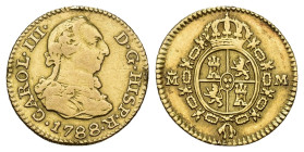 CARLOS III. 1/2 escudo. 1788. Madrid. M. AU 1,73 g. 14,67 mm. VI-1068. Soldadura en canto. MBC-/MBC.