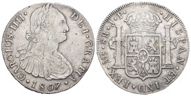 CARLOS IV. 8 reales. 1807. Lima. JP. AR 26,56 g. 38,93 mm. VI-770. Ligera plata agria. MBC.