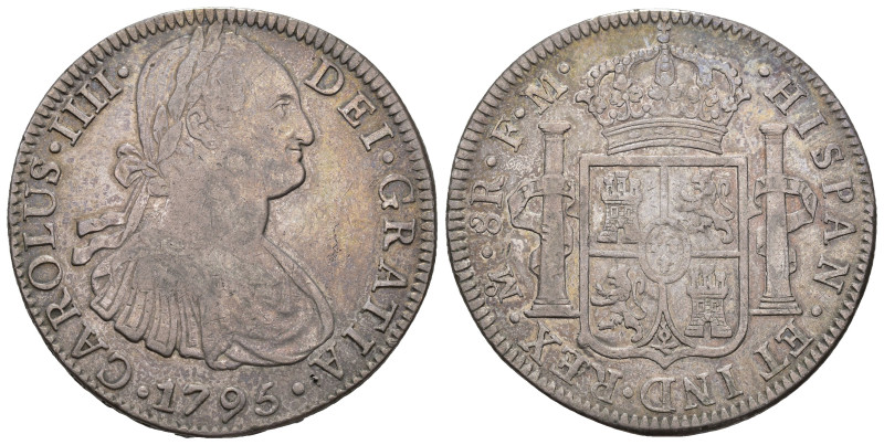 CARLOS IV. 8 reales. México. 1795. FM. AR 26,74 g. 39,59 mm. VI-791. MBC-.