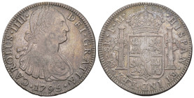 CARLOS IV. 8 reales. México. 1795. FM. AR 26,74 g. 39,59 mm. VI-791. MBC-.
