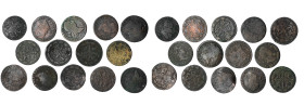 FERNANDO VII. Lote de 14 piezas de 4 maravedís: Carlos III (4), Carlos IV (3), Fernando VII (6) e Isabel II (2). Cecas Segovia y Jubia. RC/MBC-.
