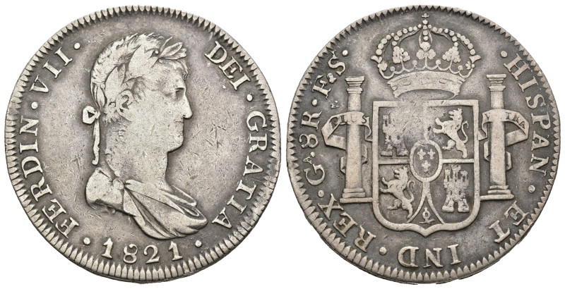 FERNANDO VII. 8 reales. Guadalajara. FS. AR 26,71g. 39,92 mm. VI-1012. MBC-.