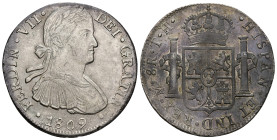 FERNANDO VII. 8 reales. 1809. México. TH. AR 27,03 g. 39,07 mm. VI-1083. MBC.