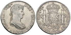 FERNANDO VII. 8 reales. 1820. México. JJ. AR 26,85 g. 38,89 mm. VI-1100. Ligeramente abrillantada. MBC.