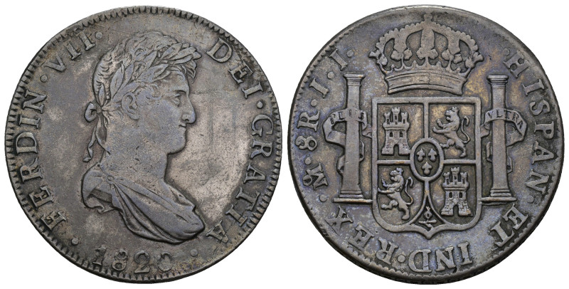 FERNANDO VII. 8 reales. 1820. México. JJ. AR 26,87 g. 39,04 mm. VI-1100. MBC.