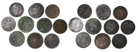 ISABEL II. Lote de 10 piezas de 8 maravedís: Carlos IV -1: Segovia-, Fernando VII -4: Jubia (2), Segovia (2)-, Isabel II -5: Jubia (1), Segovia (4)-. ...