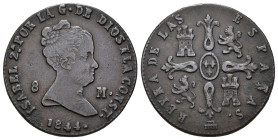 ISABEL II. 8 maravedís. 1844. Segovia. Cu 10,57 g. 29,02 mm. VI-96. MBC.