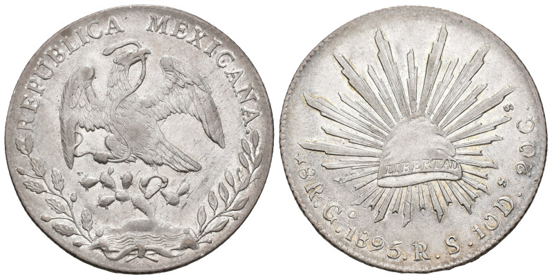 MONEDAS EXTRANJERAS. MÉXICO. 8 reales. 1895. Guanajuato. RS. AR 27,04 g. 38,9 mm...